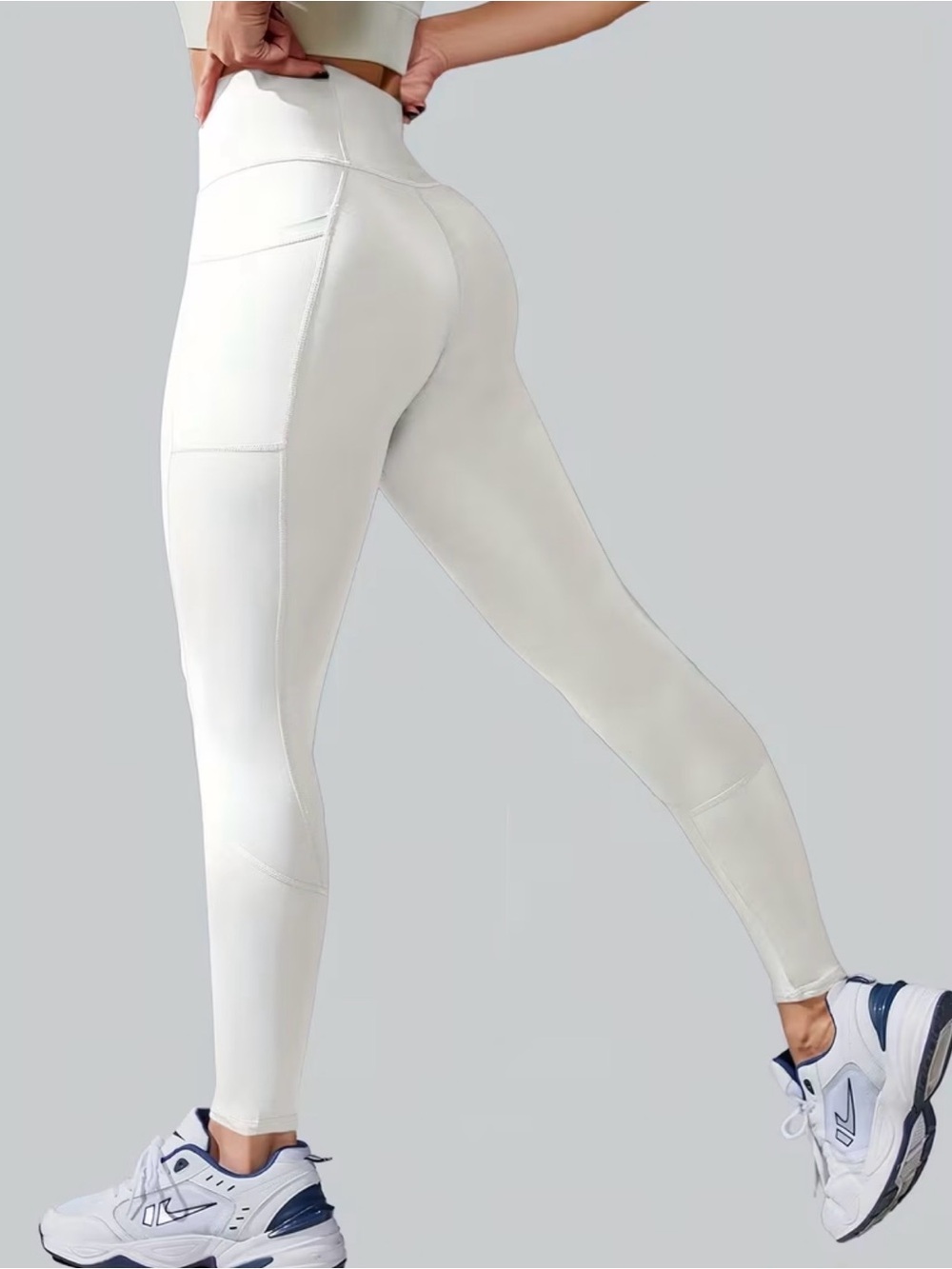 High-Rise White Pocket Leggings — Women Pants & Jumpsuits